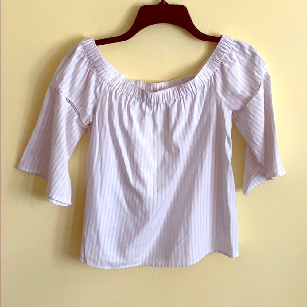 Off the shoulder oxford top